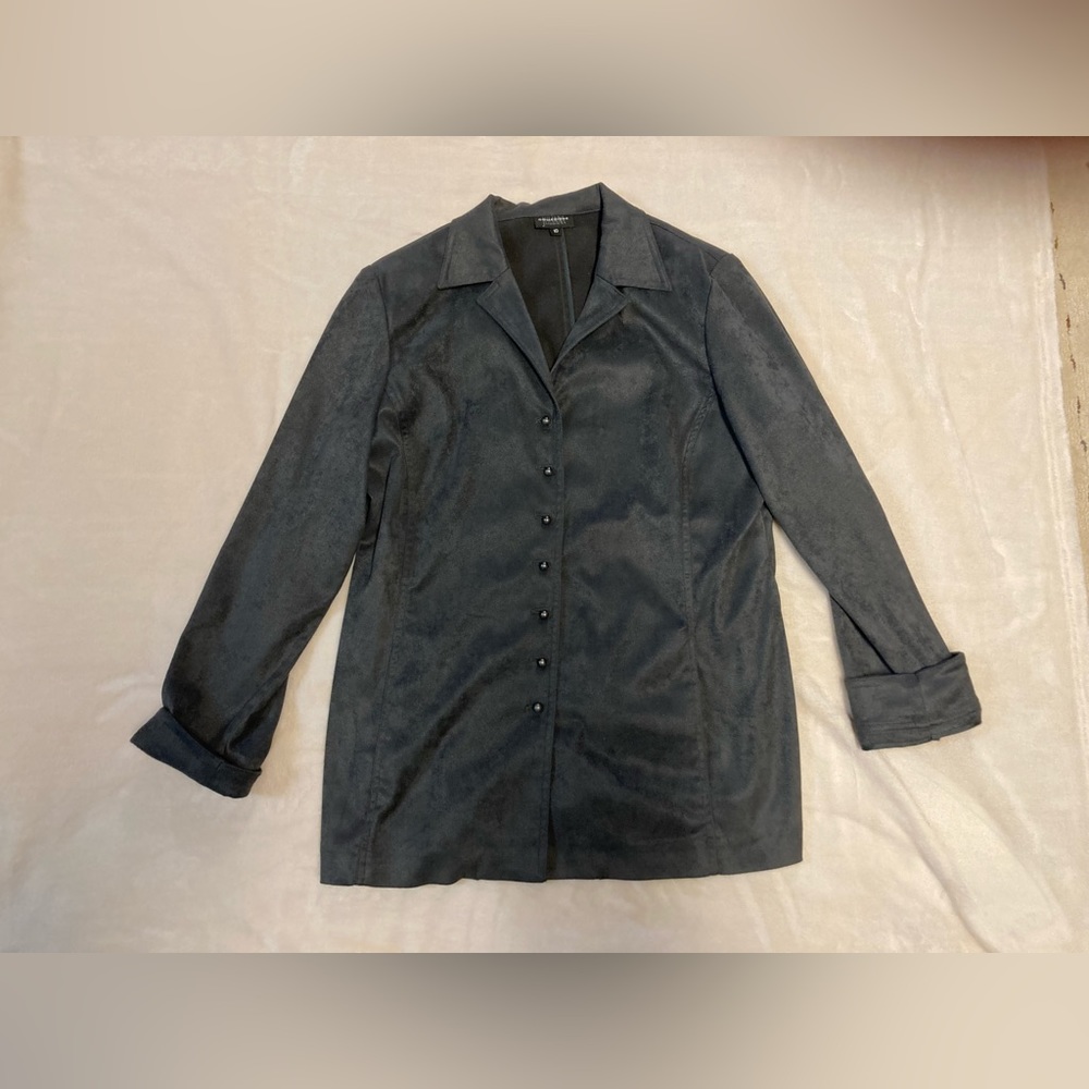 Juliana Collection Blue/Grey with Ornate Buttons. Size 10. Excellent Condition.